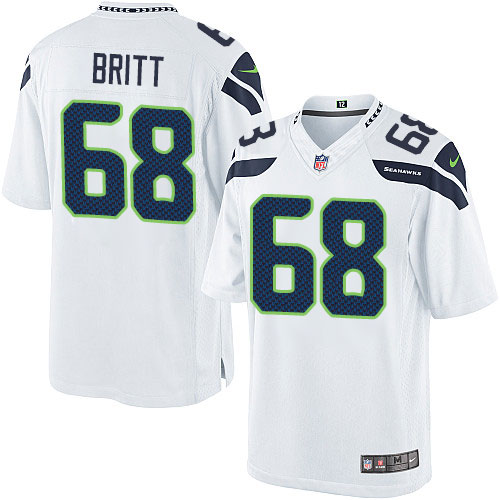 Men's Limited Justin Britt Nike Jersey White Road - #68 NFL Seattle Seahawks